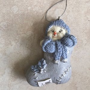 Buddy the snowman in stocking Xmas ornament